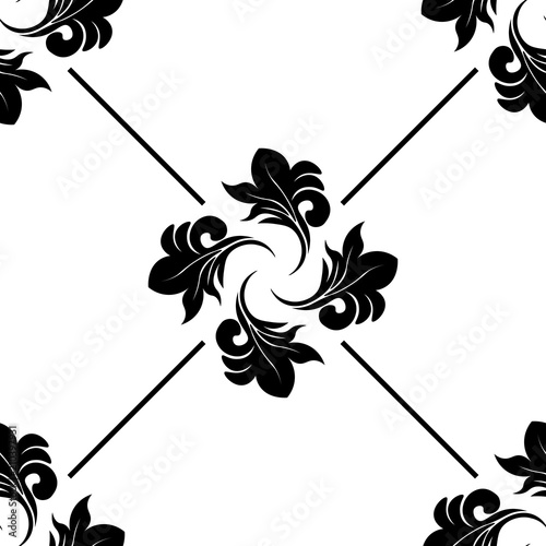 abstract floral seamless pattern with netting and leaves