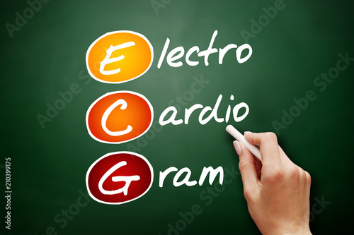 ECG - electrocardiogram acronym, concept on blackboard photo