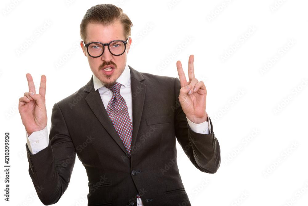 Portrait Of Man Isolated Against White Background Portrait Of Man Isolated Against White Background