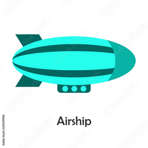 Airship in cartoon style, card with transport for kid, preschool activity for children, vector illustration © Lunnaya