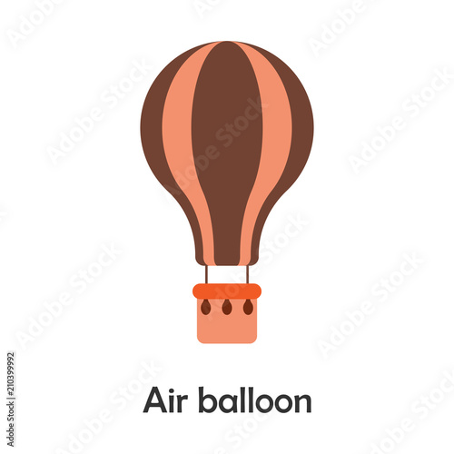 Air balloon in cartoon style, card with transport for kid, preschool activity for children, vector illustration