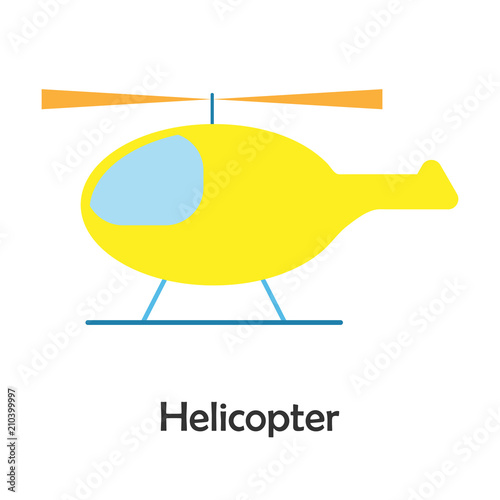 Helicopter in cartoon style, card with transport for kid, preschool activity for children, vector illustration