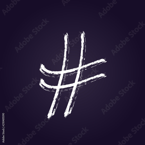 Hashtag sign with abstract composition. Vector illustration.