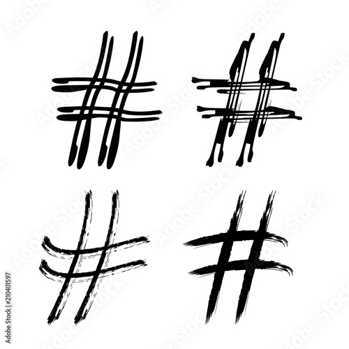 Hashtag sign with abstract composition. Vector illustration.
