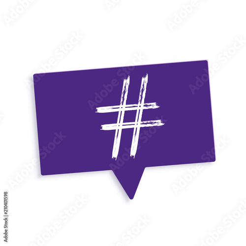 Hashtag sign with abstract composition. Vector illustration.