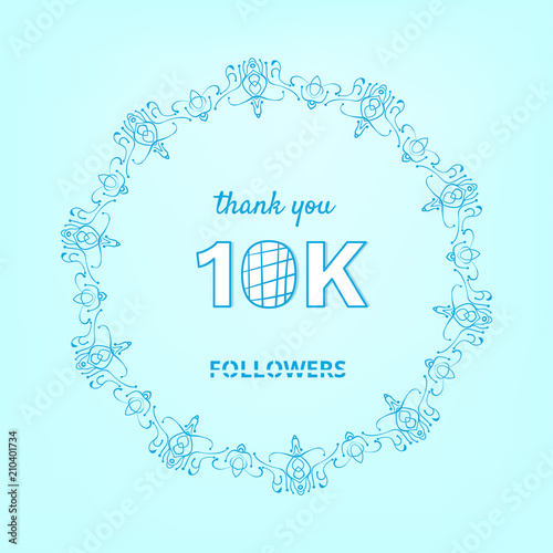 10K followers thank you post for social media. Vector illustration.