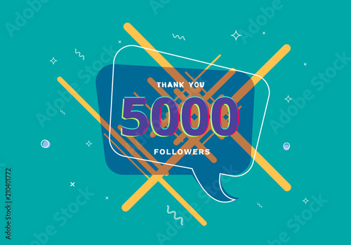 5K followers thank you post for social media. Vector illustration.