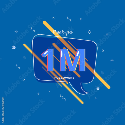 1K followers thank you post for social media. Vector illustration.