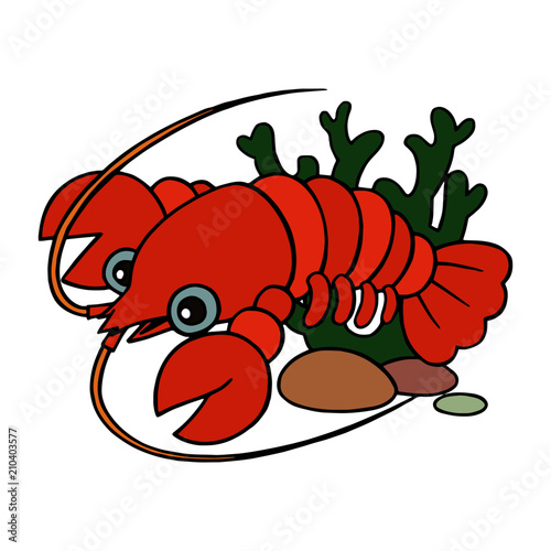 Lobster cartoon illustration isolated on white background for children color book