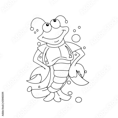 Lobster cartoon illustration isolated on white background for children color book