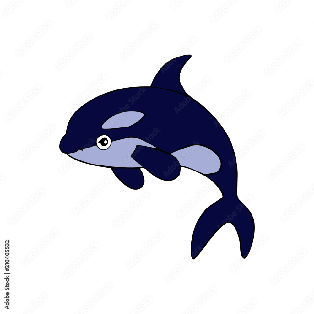 Obraz premium Killer whale cartoon illustration isolated on white background for children color book