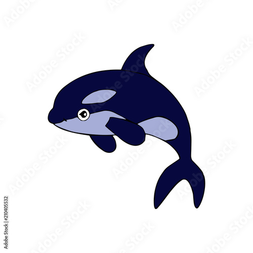Killer whale cartoon illustration isolated on white background for children color book