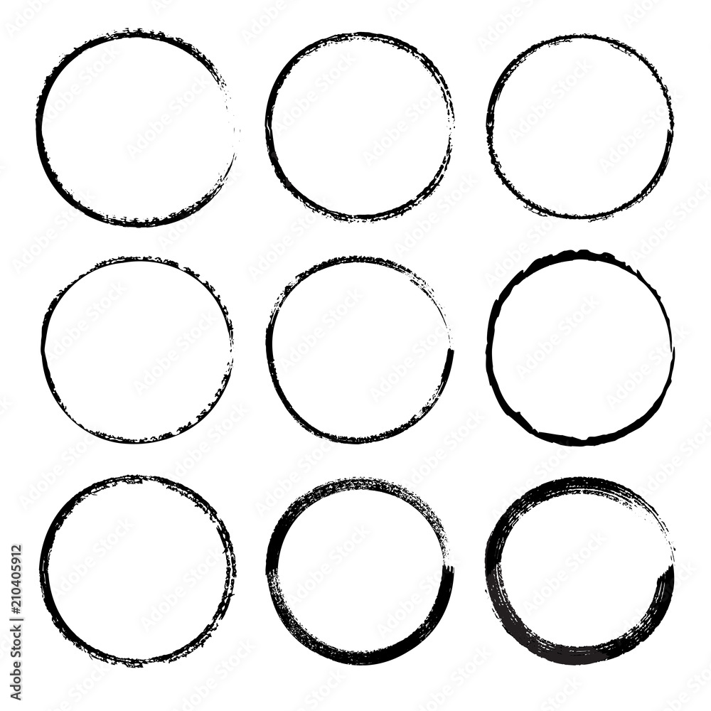 Grunge circle frames. Round brush strokes Grunge circle frames. Round brush strokes