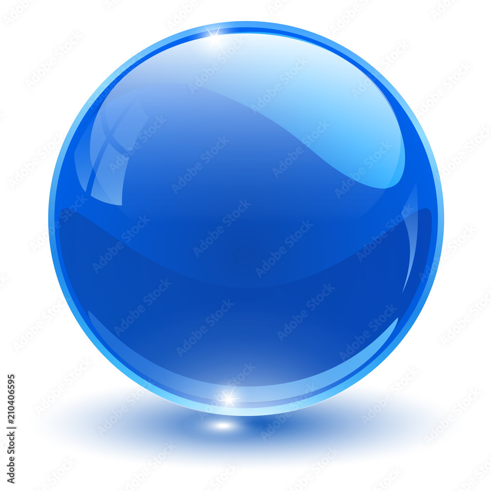 Glass sphere, blue vector ball.