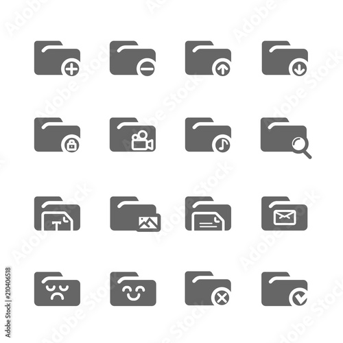 simple line of folder and document icon set