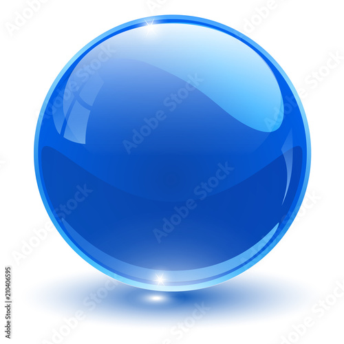 Glass sphere, blue vector ball.