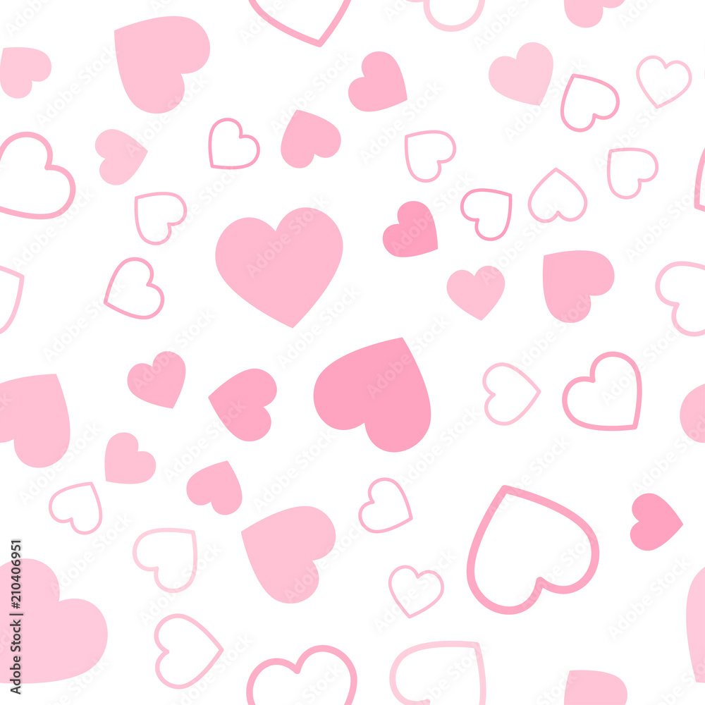 Pink hearts seamless pattern. Vector illustration