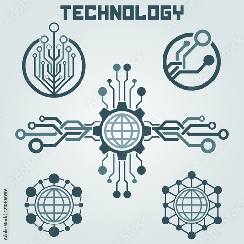 Set of technology logo design. Global communication. Connection icon.