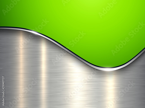 Green metallic background, elegant with wave and brushed metal texture