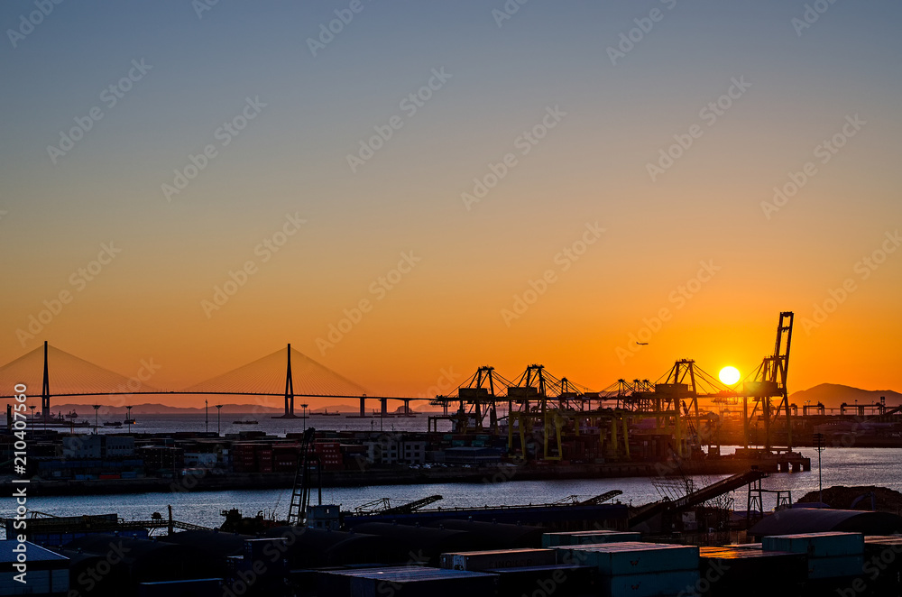Incheon port and bridge, South Korea