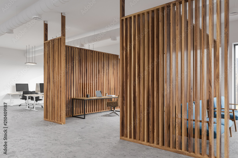 White and wooden office interior White and wooden office interior