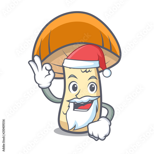 Santa orange cap boletus mushroom mascot cartoon