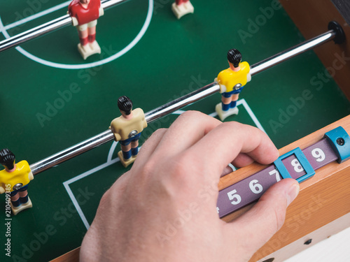 Mini table football foosball soccer with players and ball