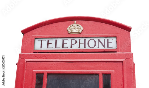 red telephone cabin in London city. isolated on white