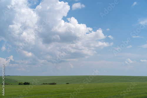 Podolia region  Ukraine. Landscape with dramatic clouds over agricultural field