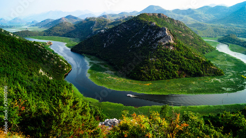 Fototapeta Naklejka Na Ścianę i Meble -  Meandering river near the Skadarsko Jezero, Montenegro