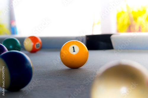 Billiard balls on the snooker table