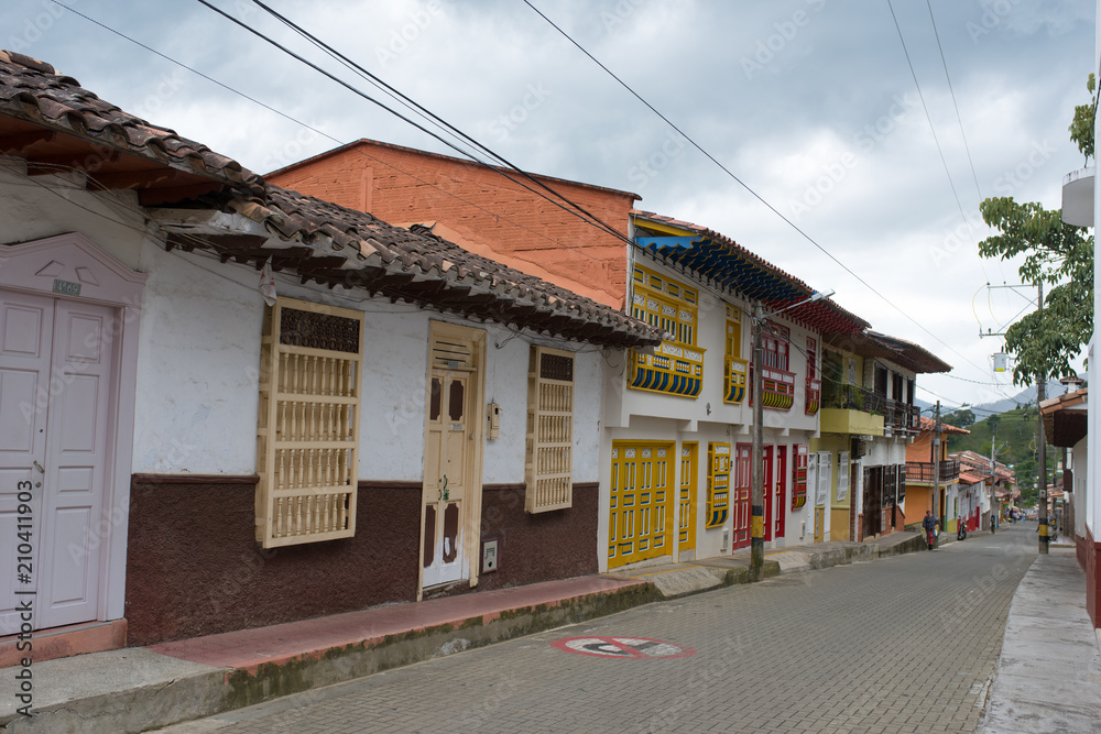 Jerico, Colombia, Antioquia, streets of the colonial city, located in the southwest of Antioquia, Colombia