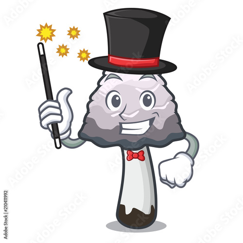 Magician shaggy mane mushroom mascot cartoon