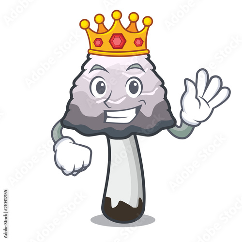 King shaggy mane mushroom mascot cartoon