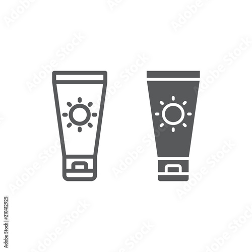 Sun Cream line and glyph icon, travel and tourism, sunscreen sign vector graphics, a linear pattern on a white background, eps 10.
