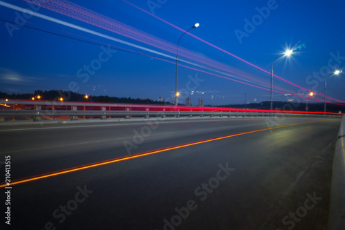 the light trails on the street