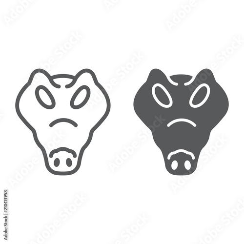 Crocodile line and glyph icon, animal and zoo, reptile sign vector graphics, a linear pattern on a white background, eps 10.