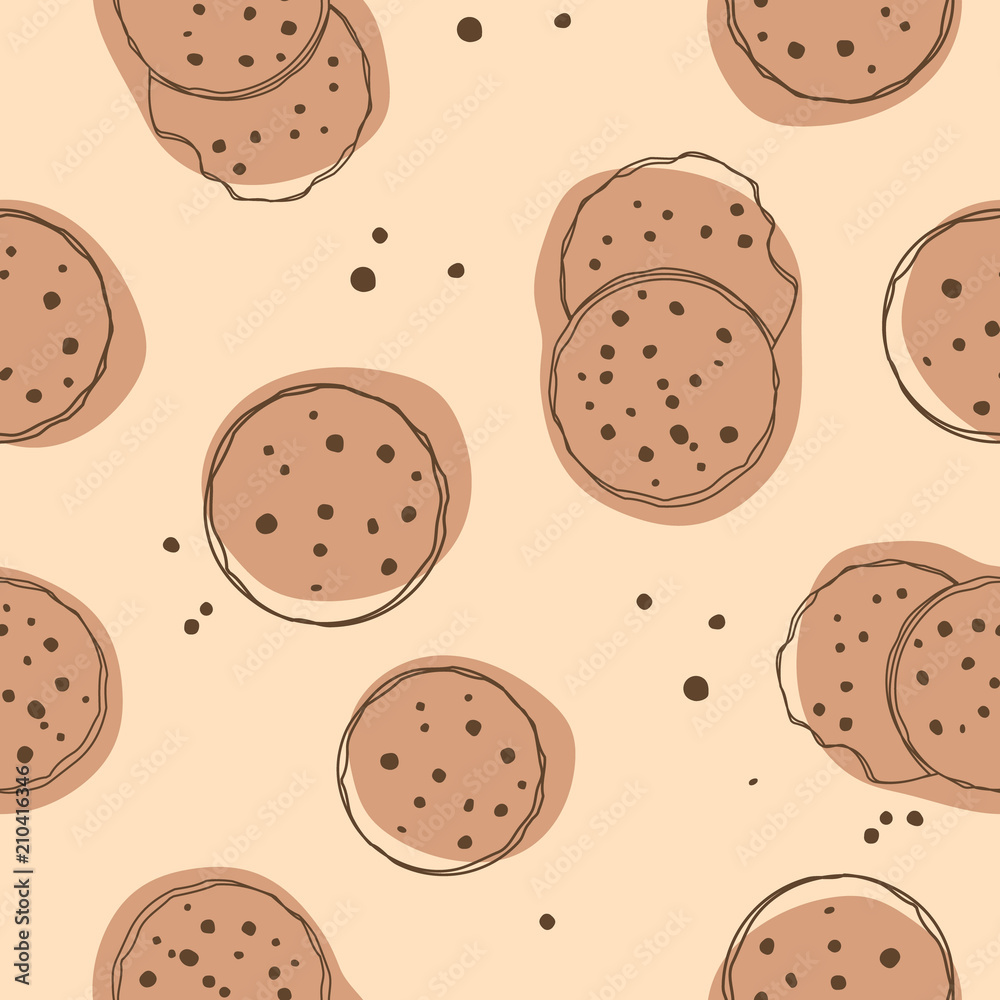 Fototapeta premium Simple cute cookie flat seamless pattern