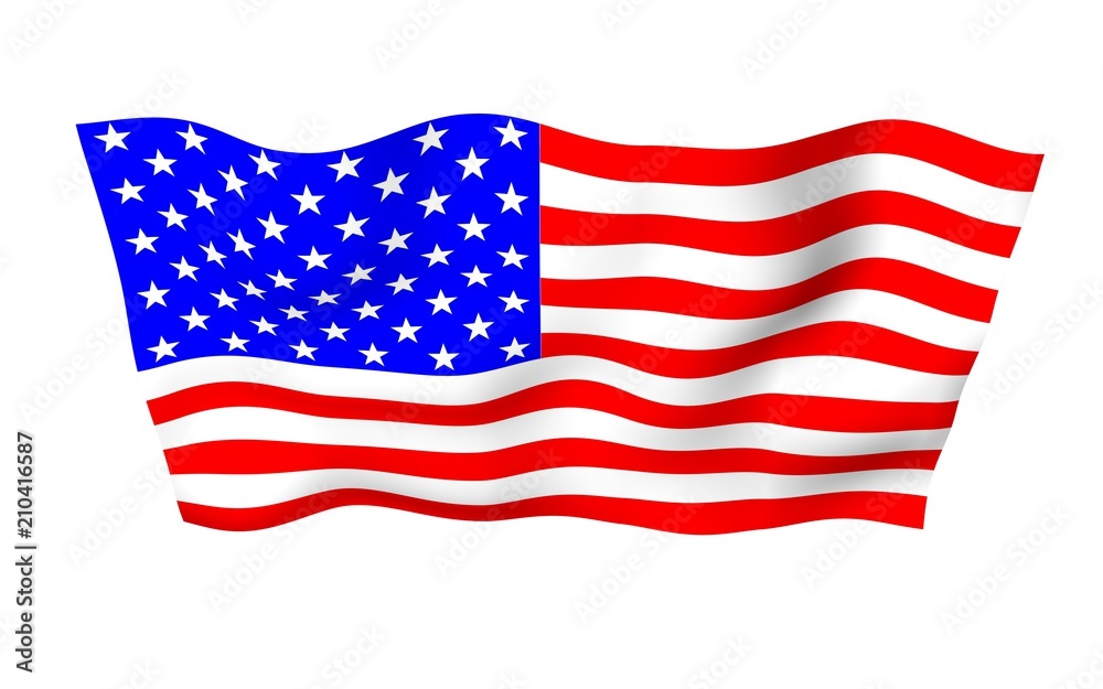 Waving flag of the United States of America. Stars and Stripes. State symbol of the USA. 3D illustration Waving flag of the United States of America. Stars and Stripes. State symbol of the USA. 3D illustration