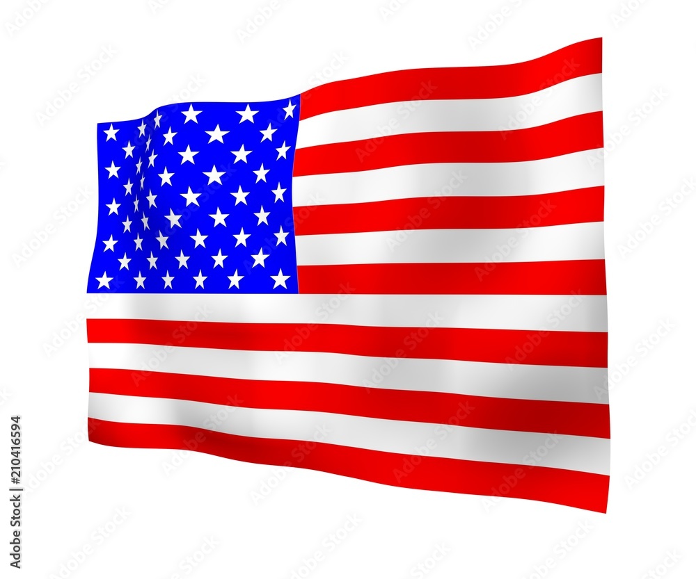 Fototapeta premium Waving flag of the United States of America. Stars and Stripes. State symbol of the USA. 3D illustration