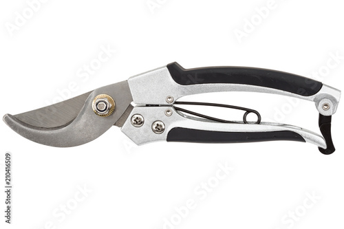 Professional garden secateur, pruner, scissors, isolated on white background