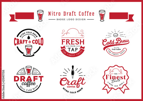 nitro draft coffee badge logo design set