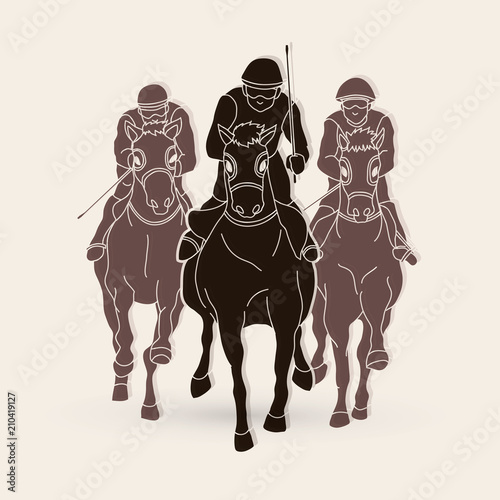 Jockey riding horse, hose racing  graphic vector.