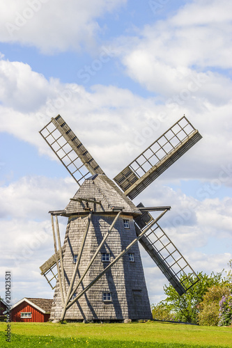 Windmill in a rural setting