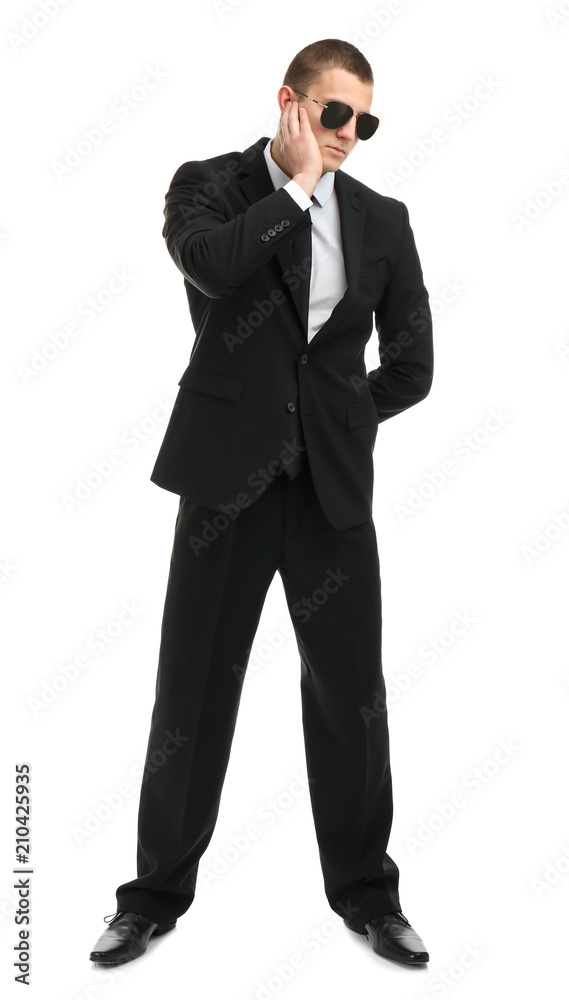 Male security guard in uniform on white background Male security guard in uniform on white background