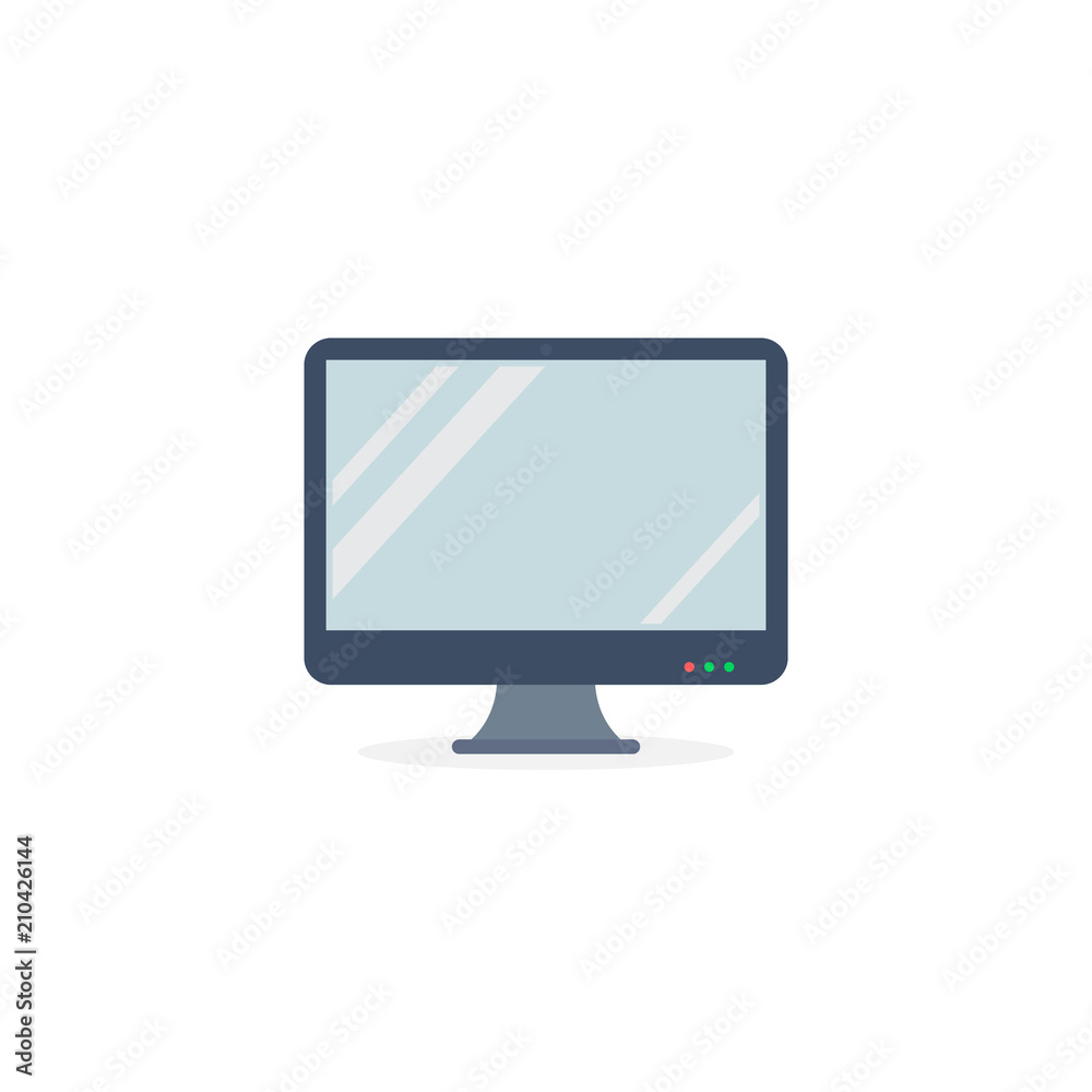 Monitor screen PC icon flat style on white background, vector isolated illustration Monitor screen PC icon flat style on white background, vector isolated illustration