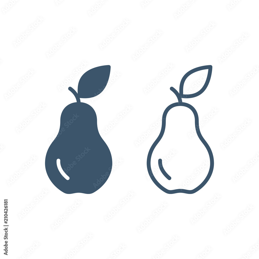 Pear icon Set in flat style, Vector isolated simple fruit symbol Pear icon Set in flat style, Vector isolated simple fruit symbol