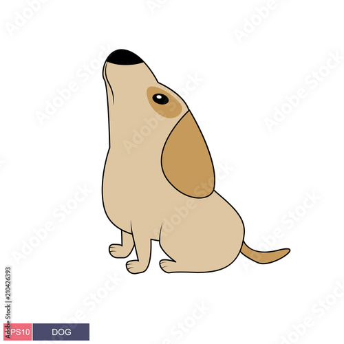 Hand drawn vector illustration of a cute funny dog