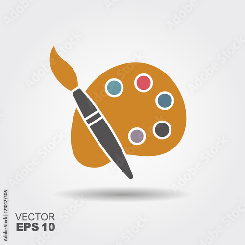 Paint brush with palette icon vector