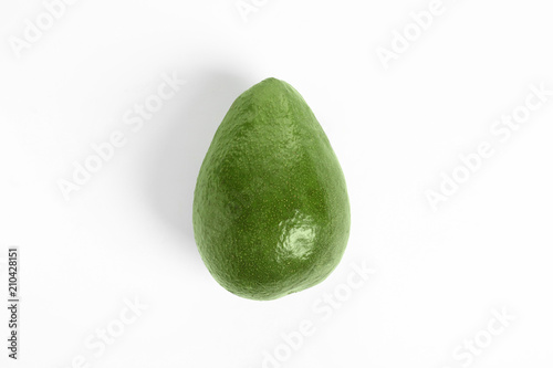 Ripe fresh avocado on white background